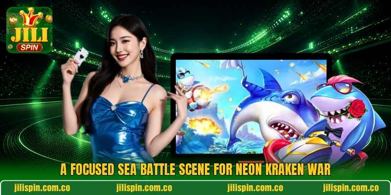 A focused sea battle scene for Neon Kraken War