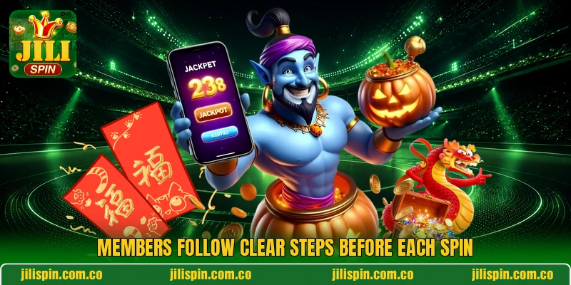 Members follow clear steps before each spin