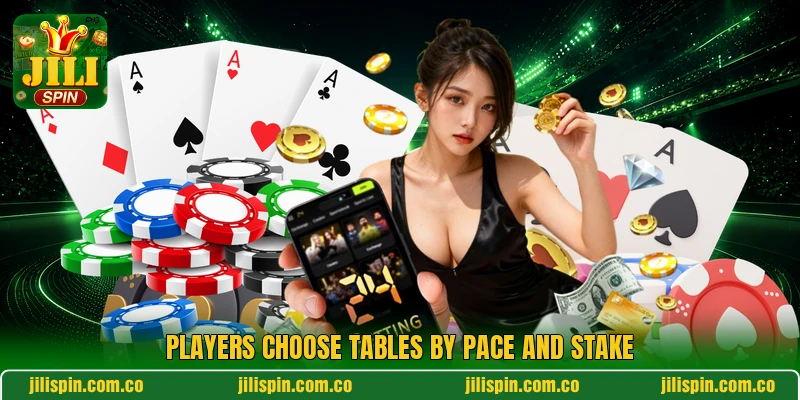 Players choose tables by pace and stake