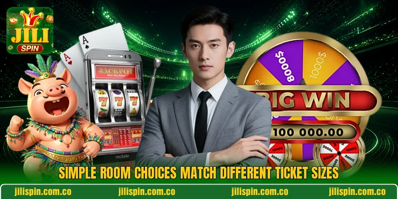 Simple room choices match different ticket sizes