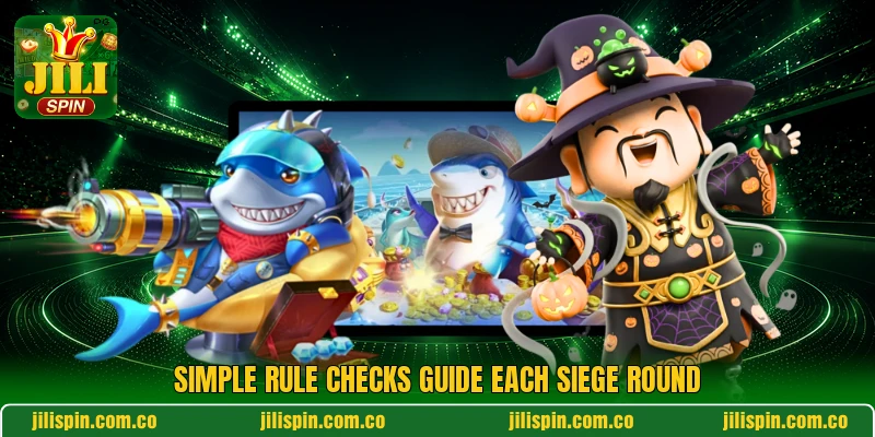 Simple rule checks guide each siege round